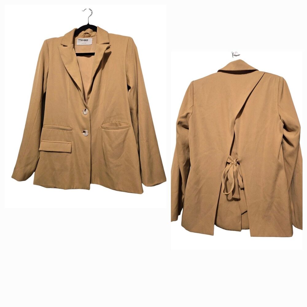4th + Reckless (Revolve) Tamiko Tie-Back Blazer Women SM Mustard Yellow Pockets‎